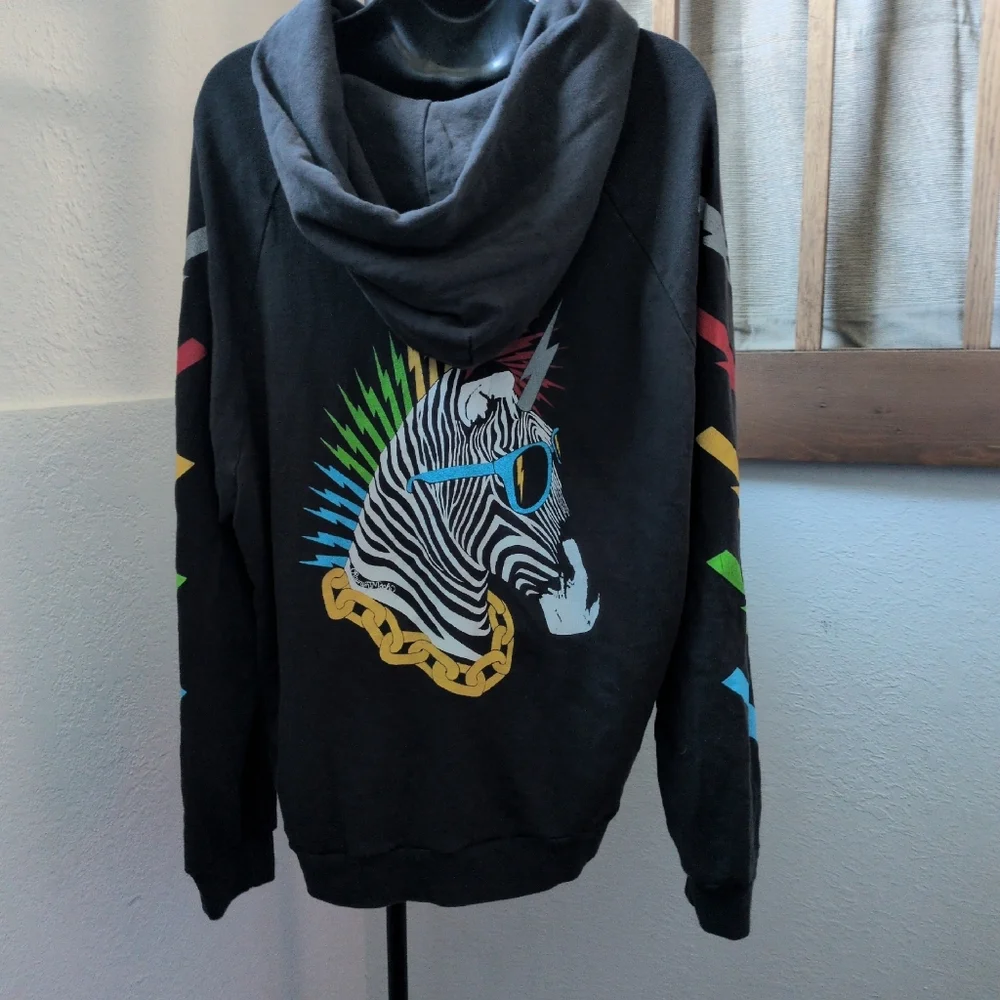 ✨ Lauren Moshi Lightweight Thermal Zebra Lightning Rainbow Hoodie Size L - Picture 8 of 8